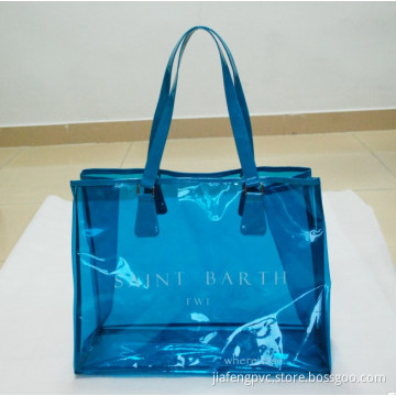 Simple Design Acid Blue PVC Beach Bag for Summer